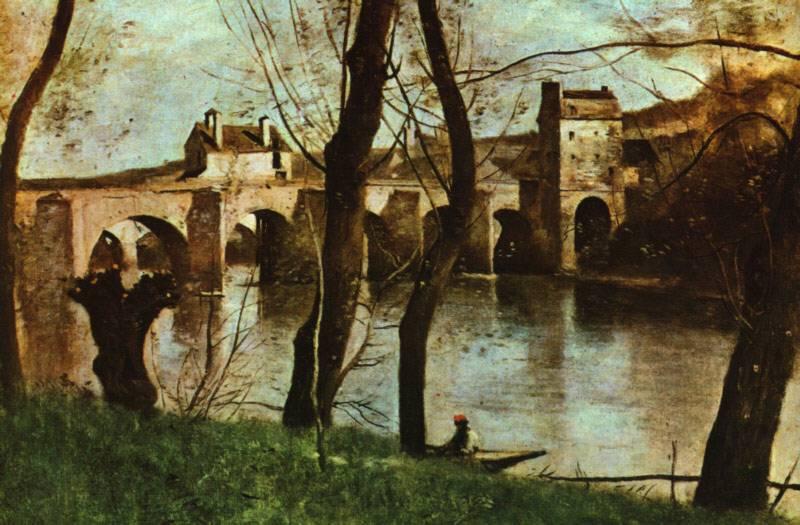 Jean Baptiste Camille  Corot Le Pont de Mantes Spain oil painting art